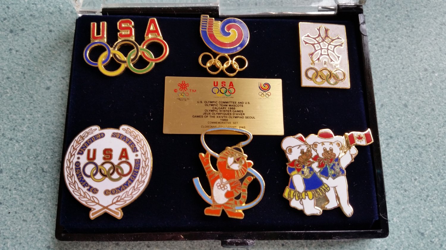 Olympic Pin Set 1988 Commemorative Set Team Mascots Cloisonne ...