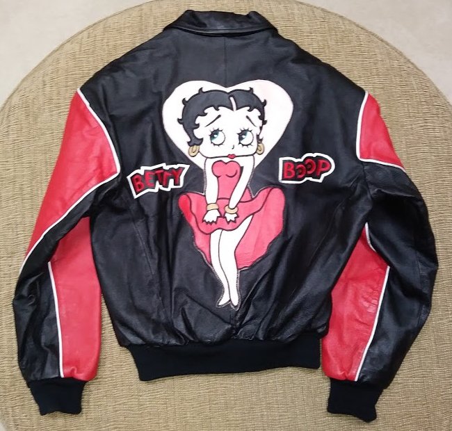 BETTY BOOP BLACK LEATHER BOMBER JACKET by EXCELLED - SIZE XS - RUNS BIG!
