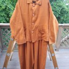 FLAX by JEANNE ENGLEHART 100% Linen RUST ROMPER/JUMPSUIT & JACKET SET - SZ. LARGE!
