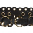 Contour Strap with Two Row Grommets Hardware Wide Fashion Leather Belt - Size M/L!