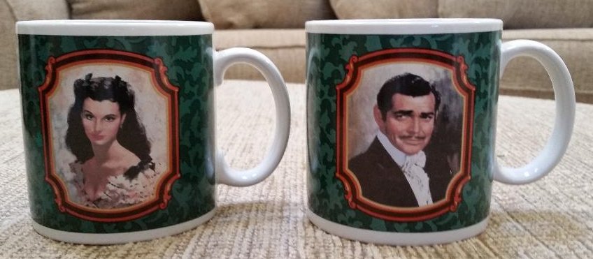 Hallmark Keepsake Scarlett Gone With the Wind SCARLETT & RHETT Coffee Tea Mug Set from 1989!