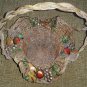 Gorgeous Fruit Embellished Ruffled Brim Wicker Basket - Such a special piece!