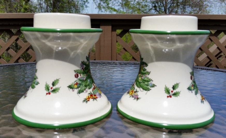 SPODE Christmas Tree Pillar Candle Holder Set S3324A8 For 2" Pillar