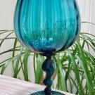 Vintage Italian GIANT Optic Blown Glass Goblet Vase with Twisted Stem in TEAL - GORGEOUS! Vintage Italian GIANT Optic Blown Glass Goblet Vase with Twisted Stem in TEAL - GORGEOUS!