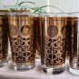Libbey MCM Prudential Rock of Gibraltar Mid-Century 1965 Black and Gold Highball Glasses - Set of 9!