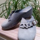 La Plume Whipstitch Powder Blue Suede Platform Mules - Size EUR 36 - Made in Italy!