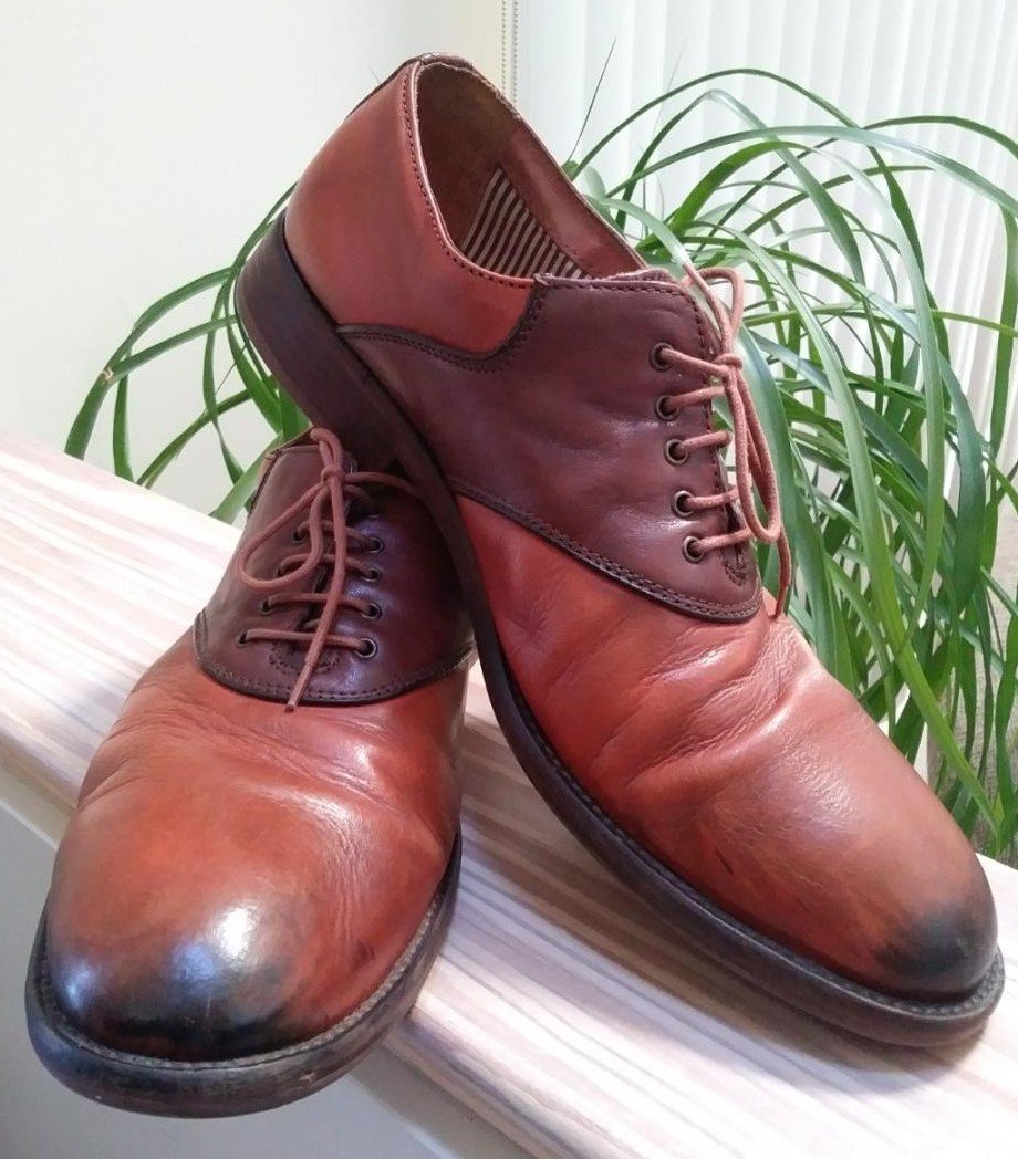 Johnston & Murphy Est 1850 Decatur Saddle Lace up Oxford Brown 2 Tone Shoes #20-6786 - Size 12W