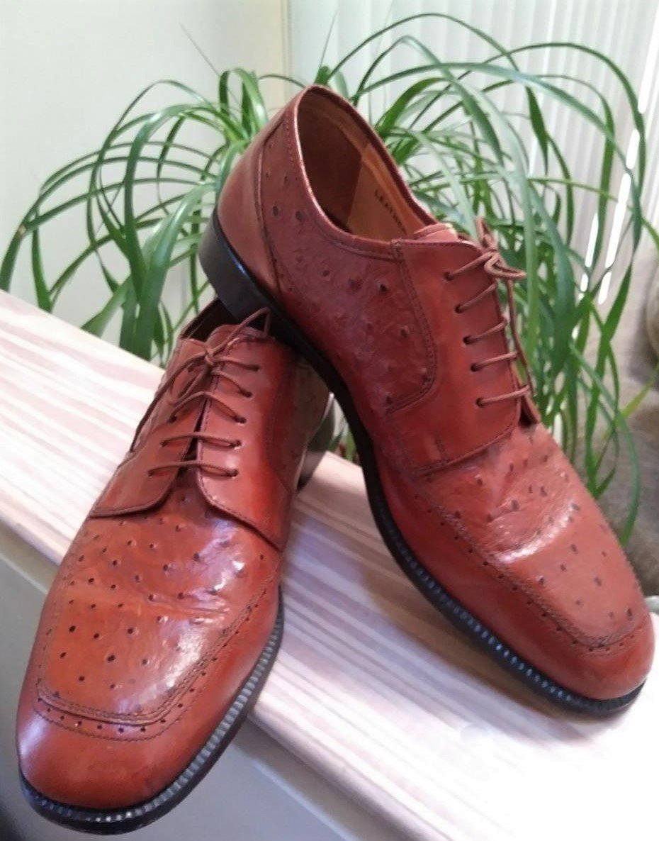 Leather Classics Ostrich Skin Lace up Oxford Shoes #600639 - Made in ...