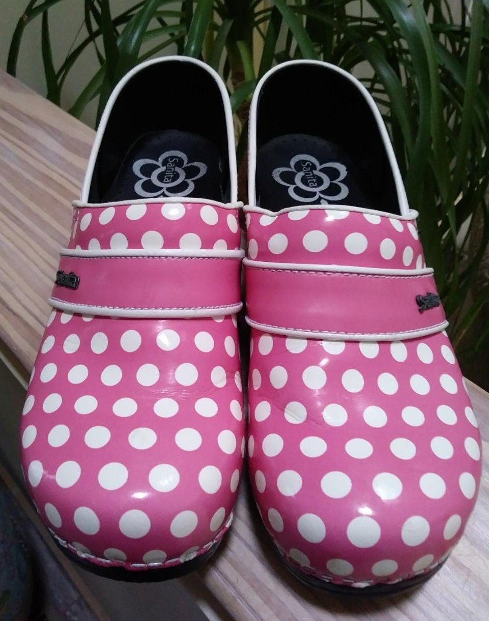 pink sanita clogs