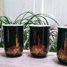 Vintage Otagiri Coffee Mug Green Christmas Holiday Candle Gold Trim - Set of 4!