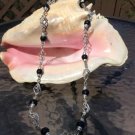 Vintage Mexican Modernist Swirl Design Sterling Silver Black Onyx Necklace