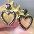 Vintage HUGE Mirror Finish Open Heart Sterling Silver Pierced Earrings! Vintage HUGE Mirror Finish Open Heart Sterling Silver Pierced Earrings!