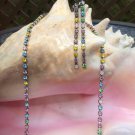 Vintage Multi Color Rhinestone 36" Necklace & Pierced Earring Set! Vintage Multi Color Rhinestone 36" Necklace & Pierced Earring Set!