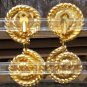 VTG Michele Sugar Huge Dangling Purple to Red Vortex Swirl Clip On Earrings!