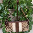 Coach Khaki Brown Signature Demi Bag with Suede & Leather Trim!