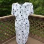 ASTARTE Plus Size Designer Custom Made WHITE & BLACK STRETCH LACE DRESS, 1X - 2X - AIRY!
