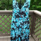 ASTARTE Plus Size Designer BLACK & AQUA SHEER STRETCH PANT LOUNGE Set, 2X - ROMANTIC!