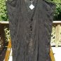 LETARTE Plus Size JET BLACK HANDMADE EMBROIDERED TUNIC, DUSTER, COVER-UP - Sz. L - NEW w/ TAGS!