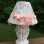 Charming Wicker Rattan Hand-Painted Table Lamp with Flowers and Bows!