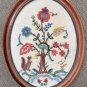 Vintage Hand Made Crewelwork Embroidered Needlepoint Flowers Tree Squirrel from 1963!