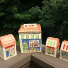 Fitz & Floyd Italian Village Canister, Cheese, Salt & Pepper Set Omnibus 1993 - Set of 4 Pieces!