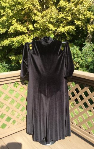 Posh Plus Size Jet Black Velour Cold Shoulder Long Dress - Size 2X!