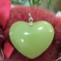 Large Sterling Silver Heart Shaped Green Tourmaline Enhancer Pendant with Rhinestone Heart Center!