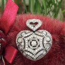 Sterling Silver Rhinestone Filigree Heart Pendant with Heart Bale! Sterling Silver Rhinestone Filigree Heart Pendant with Heart Bale!