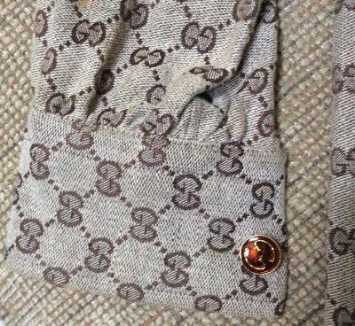 Vintage Authentic GUCCI Button Down Monogram Signature Fabric Women's ...