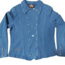 Harley Davidson Double Breasted Cotton Spandex Denim Jacket - Size XL! Harley Davidson Double Breasted Cotton Spandex Denim Jacket - Size XL!