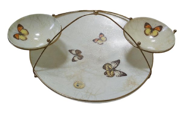 Art-Line Mid-Century Modern 1960's Butterfly Tidbit/Chip Dip/Hors dâ��Oeuvres Server w Tags!