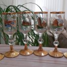 Vtg Pisa Landmarks Gold Leaf Stemmed Crystal Cordial Liqueur Glasses - Set of 6 - Made in Italy!