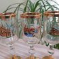 Vtg Pisa Landmarks Gold Leaf Stemmed Crystal Cordial Liqueur Glasses - Set of 6 - Made in Italy!