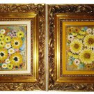 STRIKING PAIR of 3D FLORAL OIL PAINTINGS in BEAUTIFUL ORNATE FRAMES - 16" x 18" OVERALL! STRIKING PAIR of 3D FLORAL OIL PAINTINGS in BEAUTIFUL ORNATE FRAMES - 16" x 18" OVERALL!