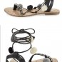 Circus by Sam Edelman Valencia Black Gladiator Pom Pom Ankle Tie Sandals - 8M!
