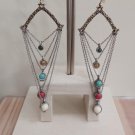 Lucky Brand 5 Strand Dangle Earrings with Colored Faux Stones - BoHo!
