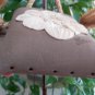 Mid Century Modern Wall Pocket Hanging Planter Pot Flower Motif Thumbprint Edge -Signed Brown 8 x 7"