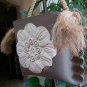Mid Century Modern Wall Pocket Hanging Planter Pot Flower Motif Thumbprint Edge -Signed Brown 8 x 7"