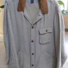 Vintage Men's Banana Republic Linen Travel Barn Chore Jacket with Leather Collar - Size M!