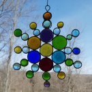 Handcrafted Stained Glass Large 8" Contemporary SNOWFLAKE design Suncatcher - Multicolor! Handcrafted Stained Glass Large 8" Contemporary SNOWFLAKE design Suncatcher - Multicolor!