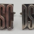 Vintage 'DSC' Block Monogram Sterling Silver Cufflinks with Toggle Back posts - SOLID & HEAVY!