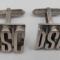 Vintage 'DSC' Block Monogram Sterling Silver Cufflinks with Toggle Back posts - SOLID & HEAVY!