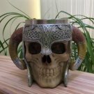 Stainless Steel Double Handle Horn Skull Beer Cup,Viking Warrior Mug Tankard,Medieval Skull!