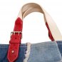 Polo Jeans Co. Ralph Lauren Denim Patchwork Hobo Handbag Tote - Adjustable Red Handle Accents!