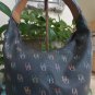 Dooney & Bourke Charcoal w/ Allover Multi Logo Saddle Leather Trim, Hobo Bucket Style Handbag!