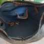 Dooney & Bourke Charcoal w/ Allover Multi Logo Saddle Leather Trim, Hobo Bucket Style Handbag!