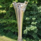 Antique Sterling Silver Gorham Art Nouveau Script Pierced Rim 15.5" Tall Trumpet Vase from 1895!