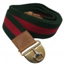 GUCCI Vintage GG Green Red Stripe Surcingle Belt w/ 2-Tone Applied Horsebit Buckle - AUTHENTIC