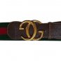 Gucci Signature Stripe Surcingle Belt-Leather Accents-Interlocking GG Buckle-M/L-VINTAGE-AUTHENTIC!