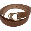 Gucci Women's Brown Leather Belt - Gold Tone G Monogram Buckle - Size M/L #1!